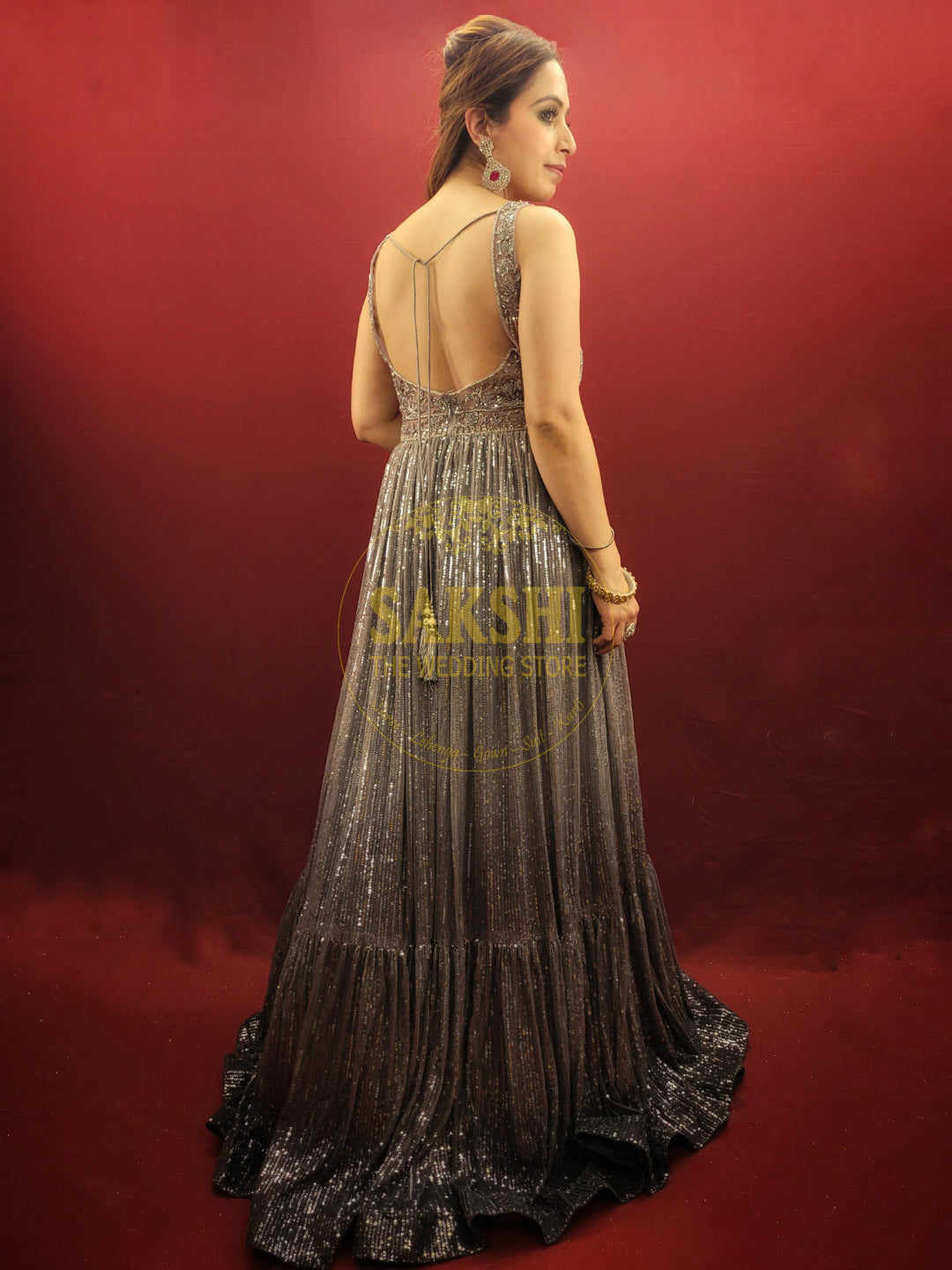 Silver Grey Cocktail Gown SAKSHI - The Wedding Store Silver Grey Cocktail Gown SAKSHI - The Wedding Store