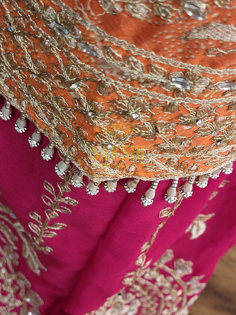 Pink Orange Shaded Sharara Set