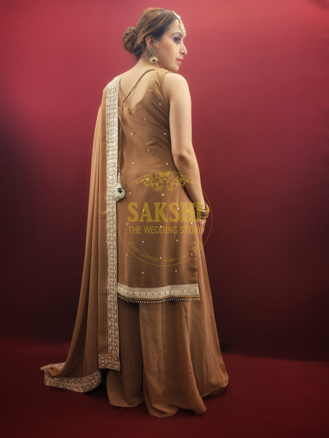 Golden Brown Sharara Dress