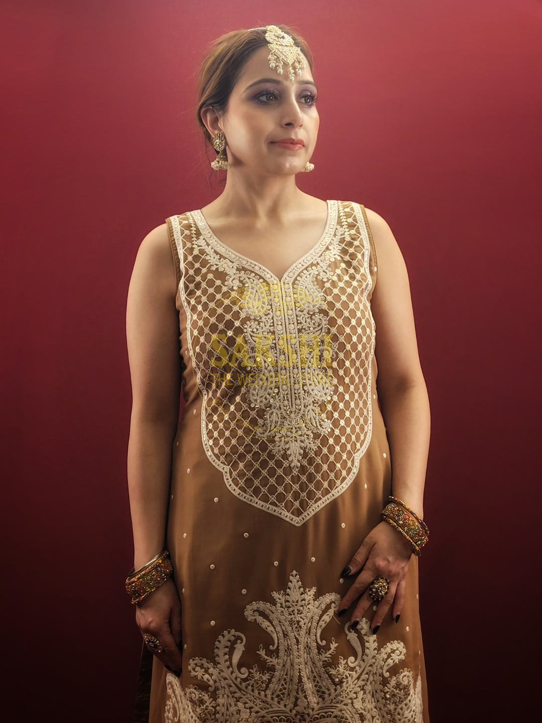 Golden Brown Sharara Dress