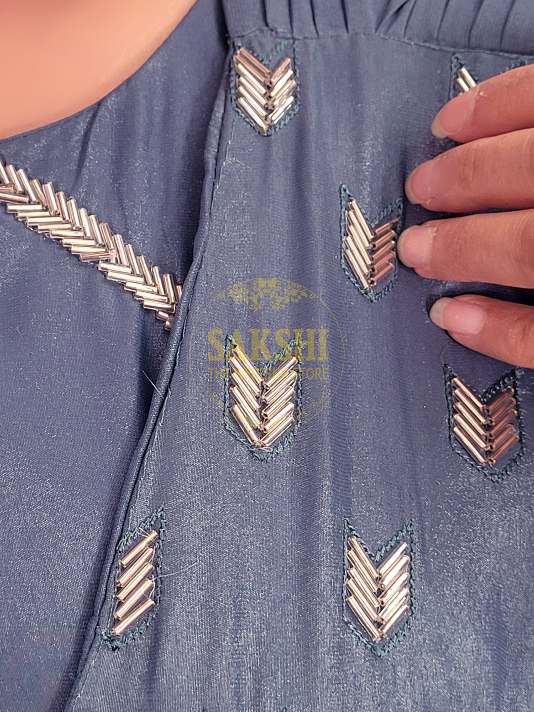 Grey Armani Ready to Wear Saree with Stitched Blouse.